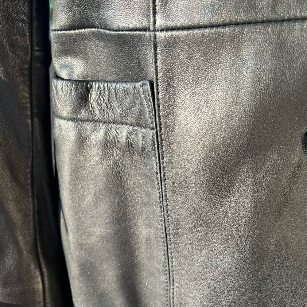 Vintage Classiques Entier Buttery Soft Black Leather Button Front Lined Jacket S - Picture 3 of 9